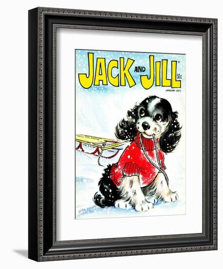 Let's Go Sledding - Jack and Jill, January 1971-Irma Wilde-Framed Giclee Print