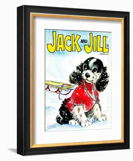 Let's Go Sledding - Jack and Jill, January 1971-Irma Wilde-Framed Giclee Print