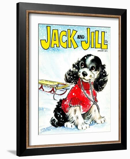 Let's Go Sledding - Jack and Jill, January 1971-Irma Wilde-Framed Giclee Print