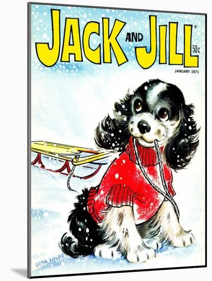 Let's Go Sledding - Jack and Jill, January 1971-Irma Wilde-Mounted Giclee Print