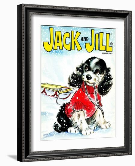 Let's Go Sledding - Jack and Jill, January 1971-Irma Wilde-Framed Giclee Print