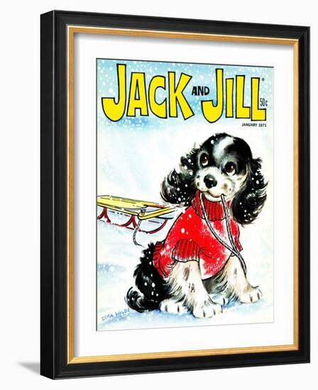 Let's Go Sledding - Jack and Jill, January 1971-Irma Wilde-Framed Giclee Print