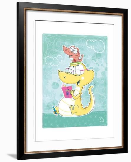 Let's Read-Blue Fish-Framed Art Print