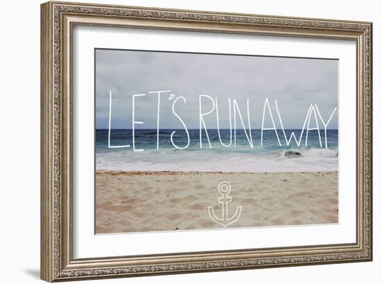 Let’s Run Away: Sandy Beach, Hawaii-Leah Flores-Framed Art Print