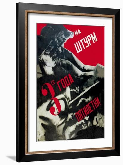 Let's Storm the Production Target-Gustav Klutsis-Framed Art Print