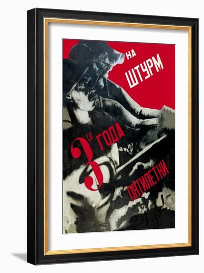 Let's Storm the Production Target-Gustav Klutsis-Framed Art Print