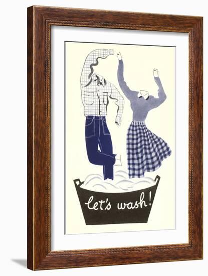 Let's Wash, Dancing Laundry-null-Framed Art Print