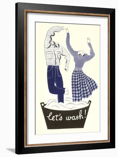 Let's Wash, Dancing Laundry-null-Framed Art Print