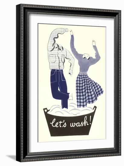 Let's Wash, Dancing Laundry-null-Framed Art Print
