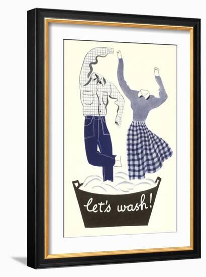 Let's Wash, Dancing Laundry-null-Framed Art Print