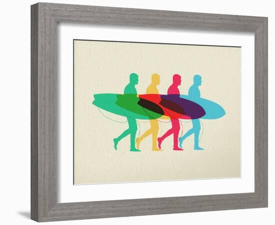 Lets Go Surfing - Summer Time Design-cienpies-Framed Art Print