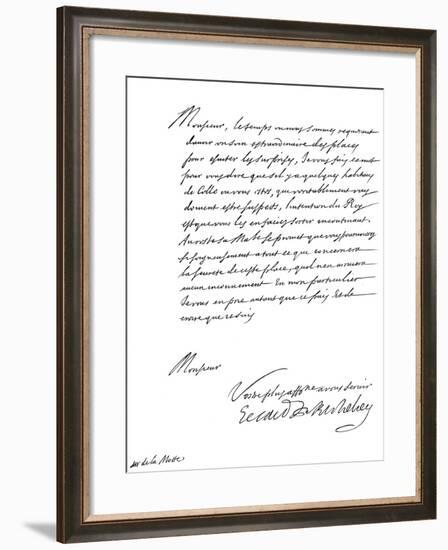 Letter by Cardinal Richelieu, to Monsieur De La Motte, 17th Century-Frederick George Netherclift-Framed Giclee Print