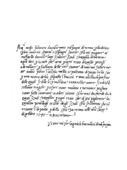 Letter By Michelangelo Buonarroti 1545 Giclee Print Frederick Letter By Michelangelo Buonarroti 1545 Giclee Print Frederick George Netherclift Art