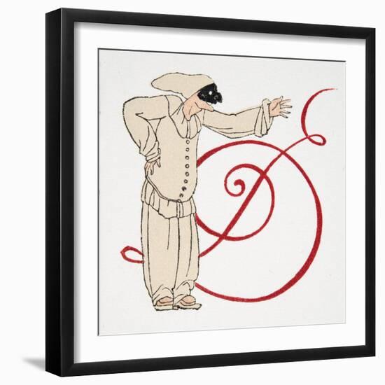 Letter D , from Personages De Comedie, Pub. 1922 (Pochoir Print)-Francois-Louis Schmied-Framed Giclee Print