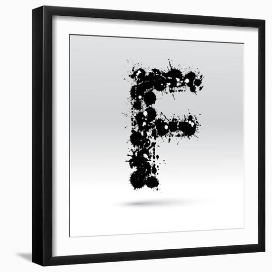 Letter F Formed By Inkblots-Black Fox-Framed Premium Giclee Print