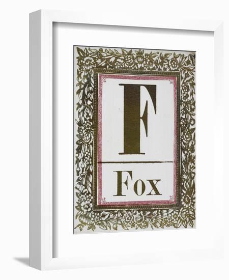 Letter F: Fox. Gold Letter With Decorative Border-null-Framed Giclee Print