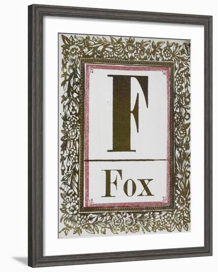 Letter F: Fox. Gold Letter With Decorative Border-null-Framed Giclee Print