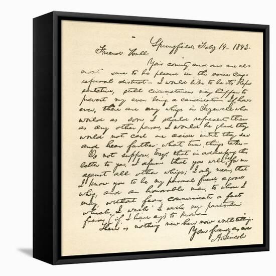 Letter from Abraham Lincoln to Alden Hall, Dated February 14, 1843-Abraham Lincoln-Framed Premier Image Canvas