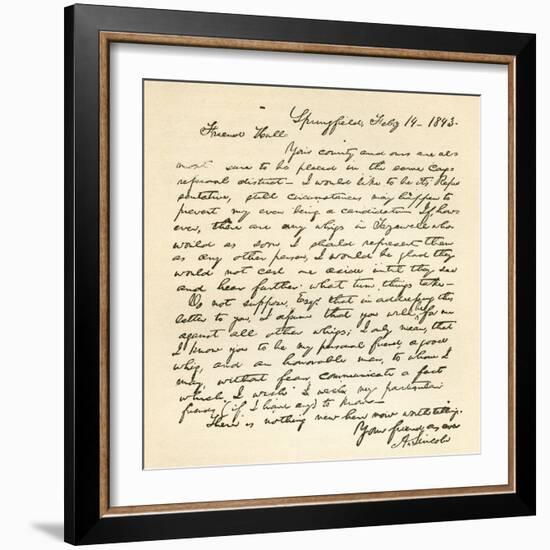 Letter from Abraham Lincoln to Alden Hall, Dated February 14, 1843-Abraham Lincoln-Framed Giclee Print