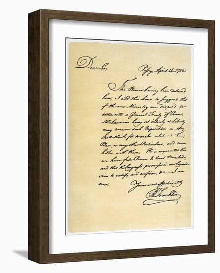 Letter from Benjamin Franklin to David Hartley Mp, 14th April 1782-Benjamin Franklin-Framed Giclee Print