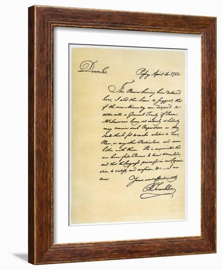 Letter from Benjamin Franklin to David Hartley Mp, 14th April 1782-Benjamin Franklin-Framed Giclee Print