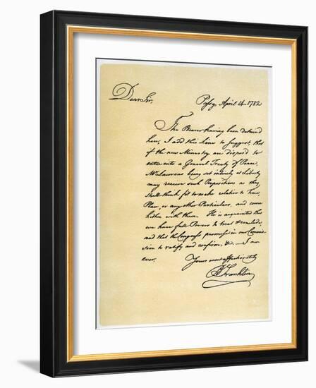 Letter from Benjamin Franklin to David Hartley Mp, 14th April 1782-Benjamin Franklin-Framed Giclee Print