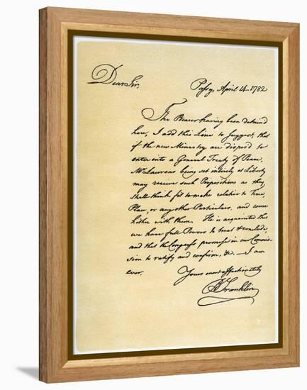 Letter from Benjamin Franklin to David Hartley Mp, 14th April 1782-Benjamin Franklin-Framed Premier Image Canvas