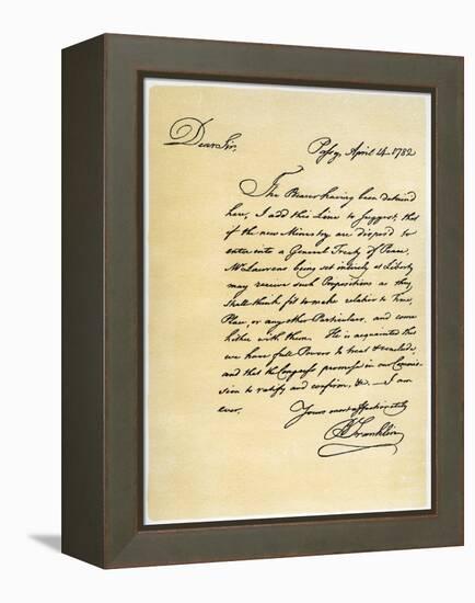 Letter from Benjamin Franklin to David Hartley Mp, 14th April 1782-Benjamin Franklin-Framed Premier Image Canvas