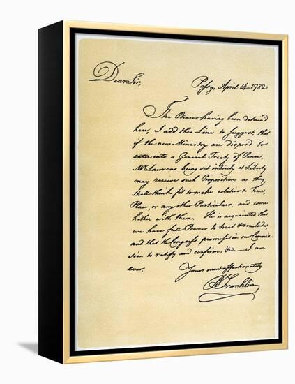 Letter from Benjamin Franklin to David Hartley Mp, 14th April 1782-Benjamin Franklin-Framed Premier Image Canvas