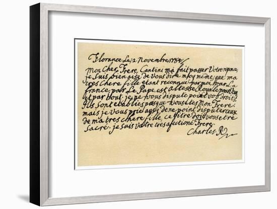 Letter from Charles Edward Stuart to His Brother Henry Benedict, 2nd November 1784-Charles Edward Stuart-Framed Giclee Print