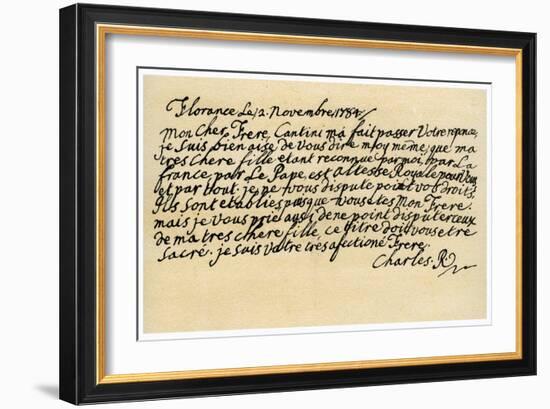 Letter from Charles Edward Stuart to His Brother Henry Benedict, 2nd November 1784-Charles Edward Stuart-Framed Giclee Print