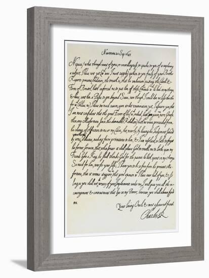 Letter from Charles I to His Nephew, Prince Maurice, 20th September 1645-null-Framed Giclee Print
