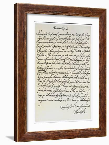 Letter from Charles I to His Nephew, Prince Maurice, 20th September 1645-null-Framed Giclee Print