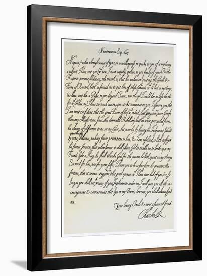 Letter from Charles I to His Nephew, Prince Maurice, 20th September 1645-null-Framed Giclee Print