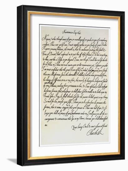 Letter from Charles I to His Nephew, Prince Maurice, 20th September 1645-null-Framed Giclee Print