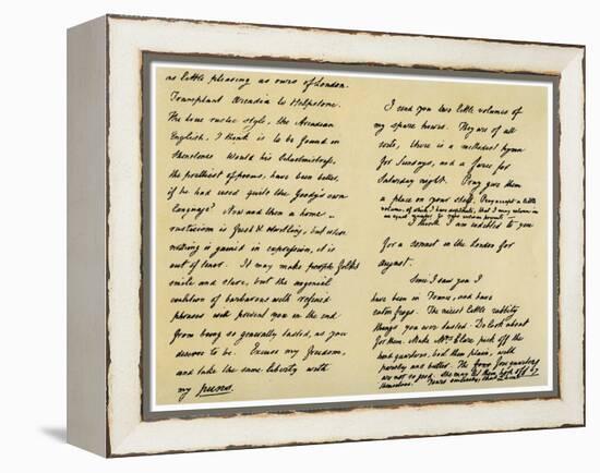 Letter from Charles Lamb to John Clare, 31st August 1822-Charles Lamb-Framed Premier Image Canvas