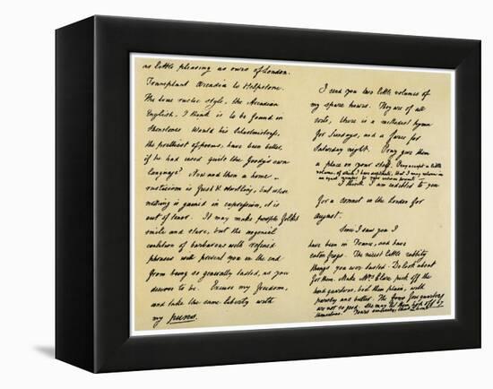 Letter from Charles Lamb to John Clare, 31st August 1822-Charles Lamb-Framed Premier Image Canvas