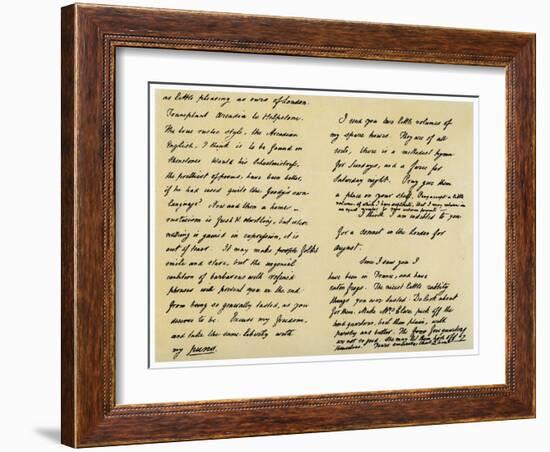 Letter from Charles Lamb to John Clare, 31st August 1822-Charles Lamb-Framed Giclee Print