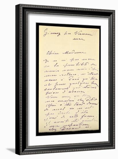 Letter from Claude Monet to Berthe Morisot, 1888 (Pen and Ink on Paper)-Claude Monet-Framed Giclee Print