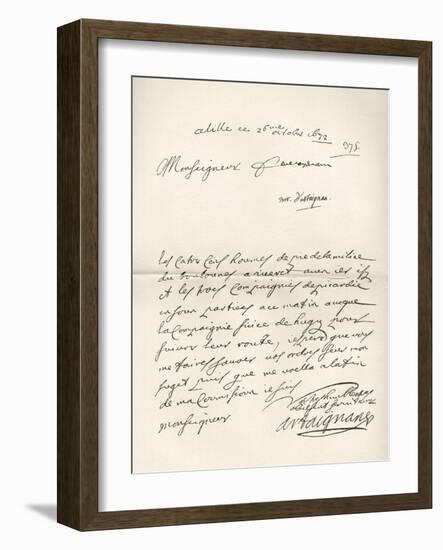 Letter from d'Artagnan to Louvois Concerning a Military Matter, Dated 1672, from 'Memoires de…-French School-Framed Giclee Print