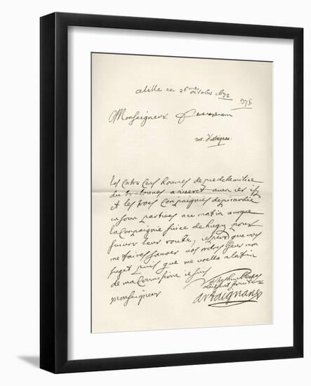 Letter from d'Artagnan to Louvois Concerning a Military Matter, Dated 1672, from 'Memoires de…-French School-Framed Giclee Print