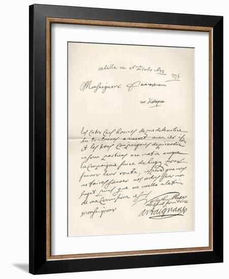 Letter from d'Artagnan to Louvois Concerning a Military Matter, Dated 1672, from 'Memoires de…-French School-Framed Giclee Print