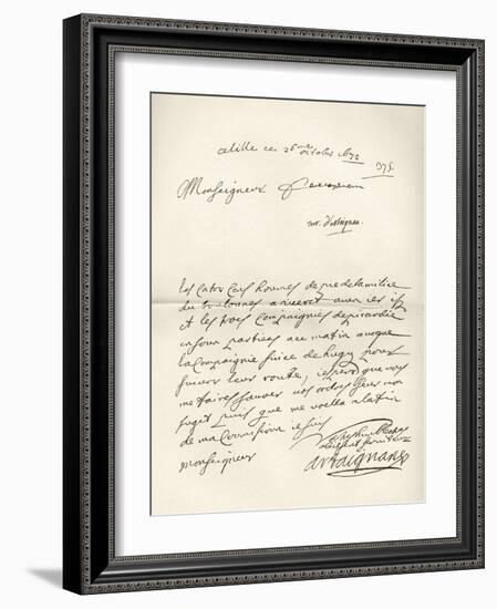 Letter from d'Artagnan to Louvois Concerning a Military Matter, Dated 1672, from 'Memoires de…-French School-Framed Giclee Print