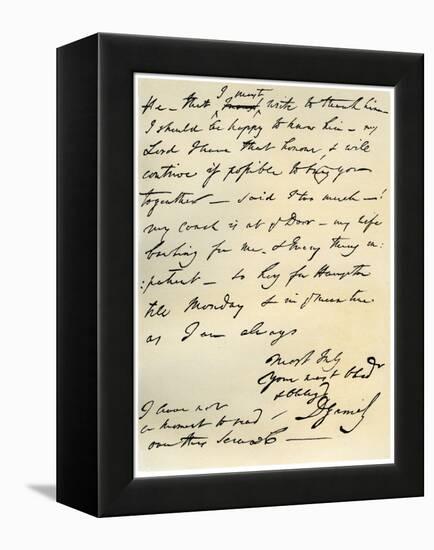 Letter from David Garrick to Edward Gibbon, 8th March 1776-David Garrick-Framed Premier Image Canvas