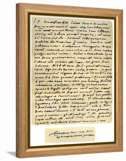 Letter from Desiderius Erasmus to Nicholas Everaerts, 24th December 1525-Desiderius Erasmus-Framed Premier Image Canvas