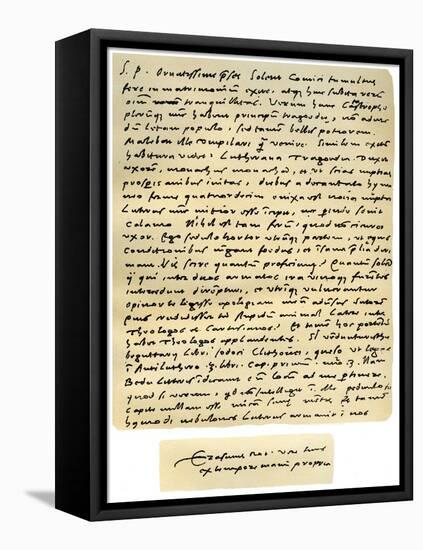 Letter from Desiderius Erasmus to Nicholas Everaerts, 24th December 1525-Desiderius Erasmus-Framed Premier Image Canvas