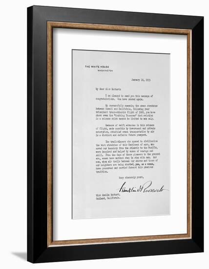 Letter from Franklin Roosevelt to Amelia Earhart-Bettmann-Framed Photographic Print