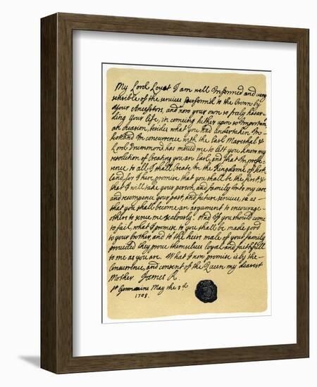 Letter from James Edward Stuart to Simon Fraser, Lord Lovat, St Germains, 3rd May 1703-James Stuart-Framed Giclee Print