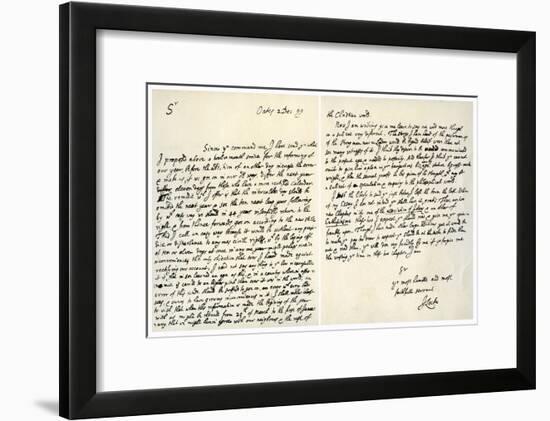 Letter from John Locke to Hans Sloane, 2nd December 1699-John Locke-Framed Giclee Print