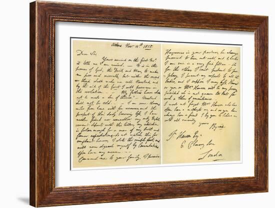 Letter from Lord Byron to John Hanson, 11th November 1810-George Gordon Byron-Framed Giclee Print